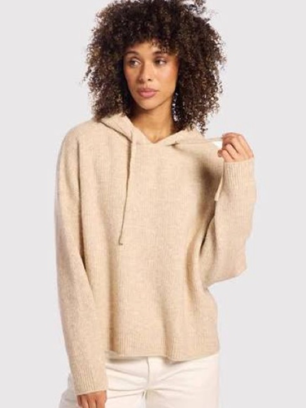 nuuds Cozy Knit Hooded Sweater in Tan Size M
